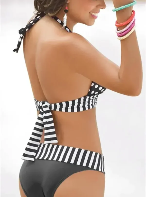Bikini Polka Dot Stripe Black - Back Bikini Polka Dot Stripe Black - Back