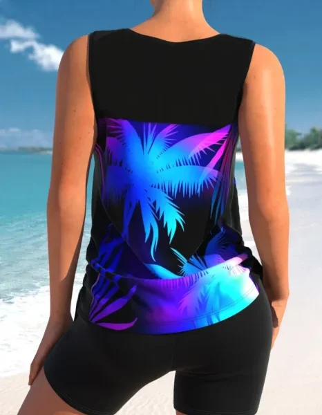 Tankini Bright Colour With Shorts - Back